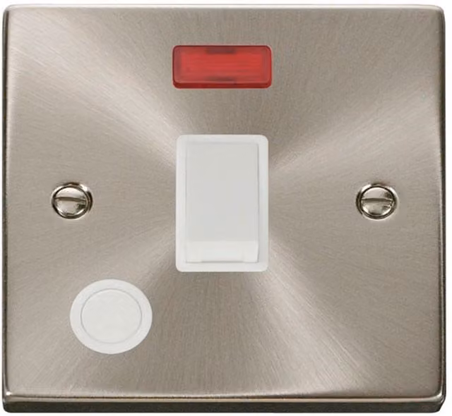 SE HOME Satin Brushed Chrome 1 Gang 20A DP Surface Switch with Flex and Neon in White
