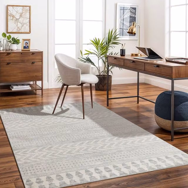 Livabliss Roma Modern Abstract Round Rug in Grey, White and Beige, Diameter: 160 cm