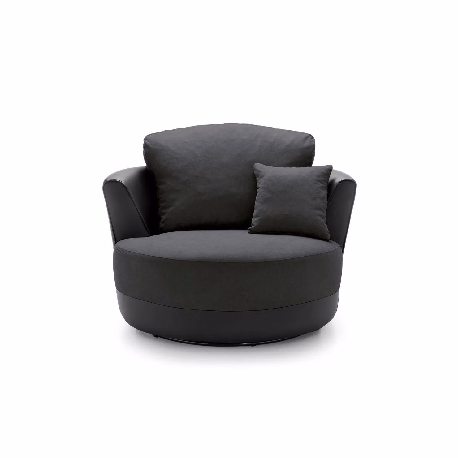 Abakus Direct Dylan Swivel Chair in Black with Chenille and Faux Leather Upholstery – 2