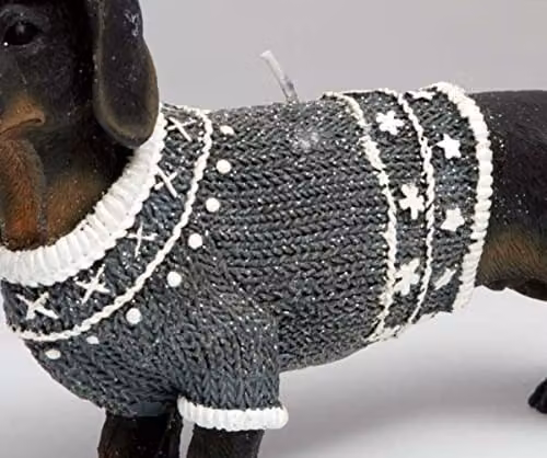 Shatchi Dachshund Wiener Figurine Wax Decorative Candle in Black and Grey, H 20 cm x W 14 cm x D 14 cm – 3