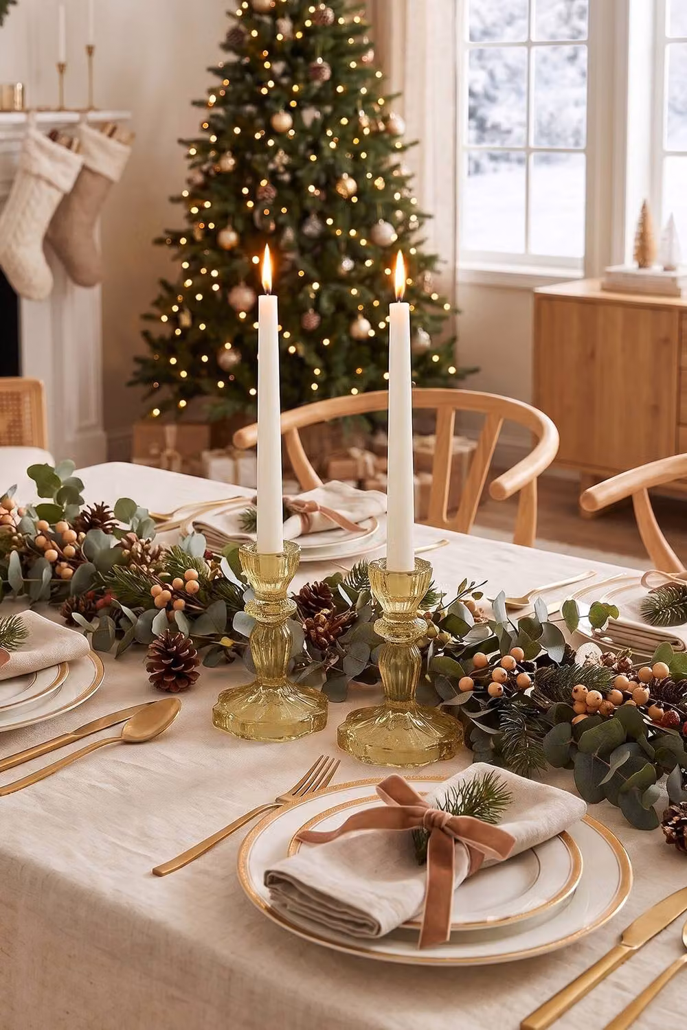 Living and Home 2 Pack Amber Glass Taper Candlestick Holders – 2