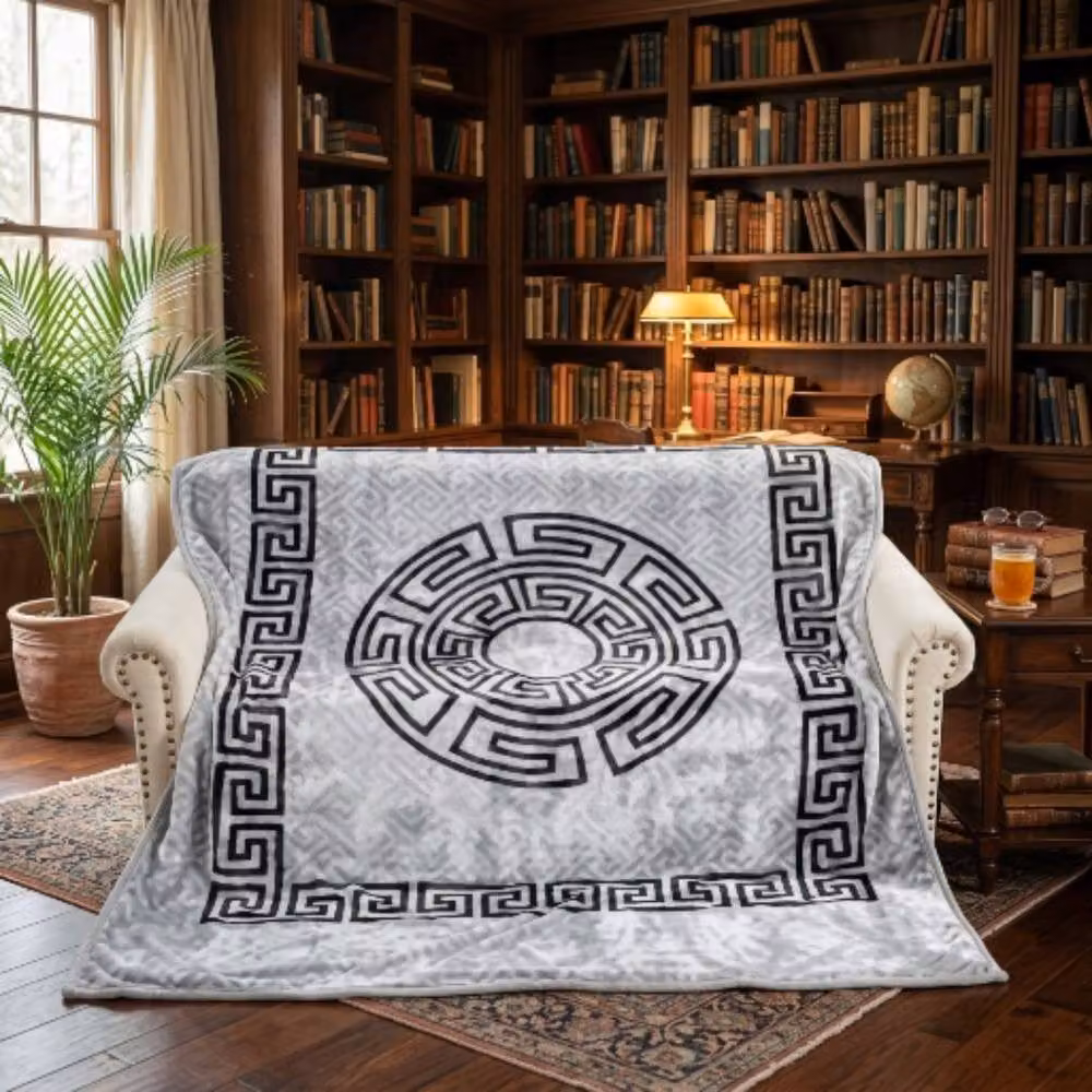 Home Luxe Interior Silver Greek Design Rashel Blanket, W: 200 cm, D: 240 cm – 2