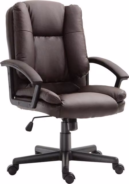 HOMCOM Brown Faux Leather Swivel Executive Office Chair with Armrests and Castors