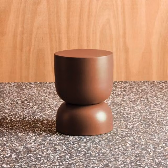 sweeek Metal Round Side Table in Terracotta, Diameter: 32 cm, Height: 42 cm