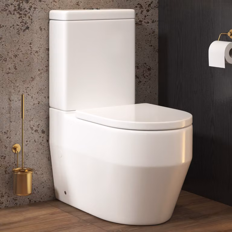 Royal Bathrooms Aspen White Ceramic Close Coupled Rimless Toilet with Soft Close Seat and Cistern