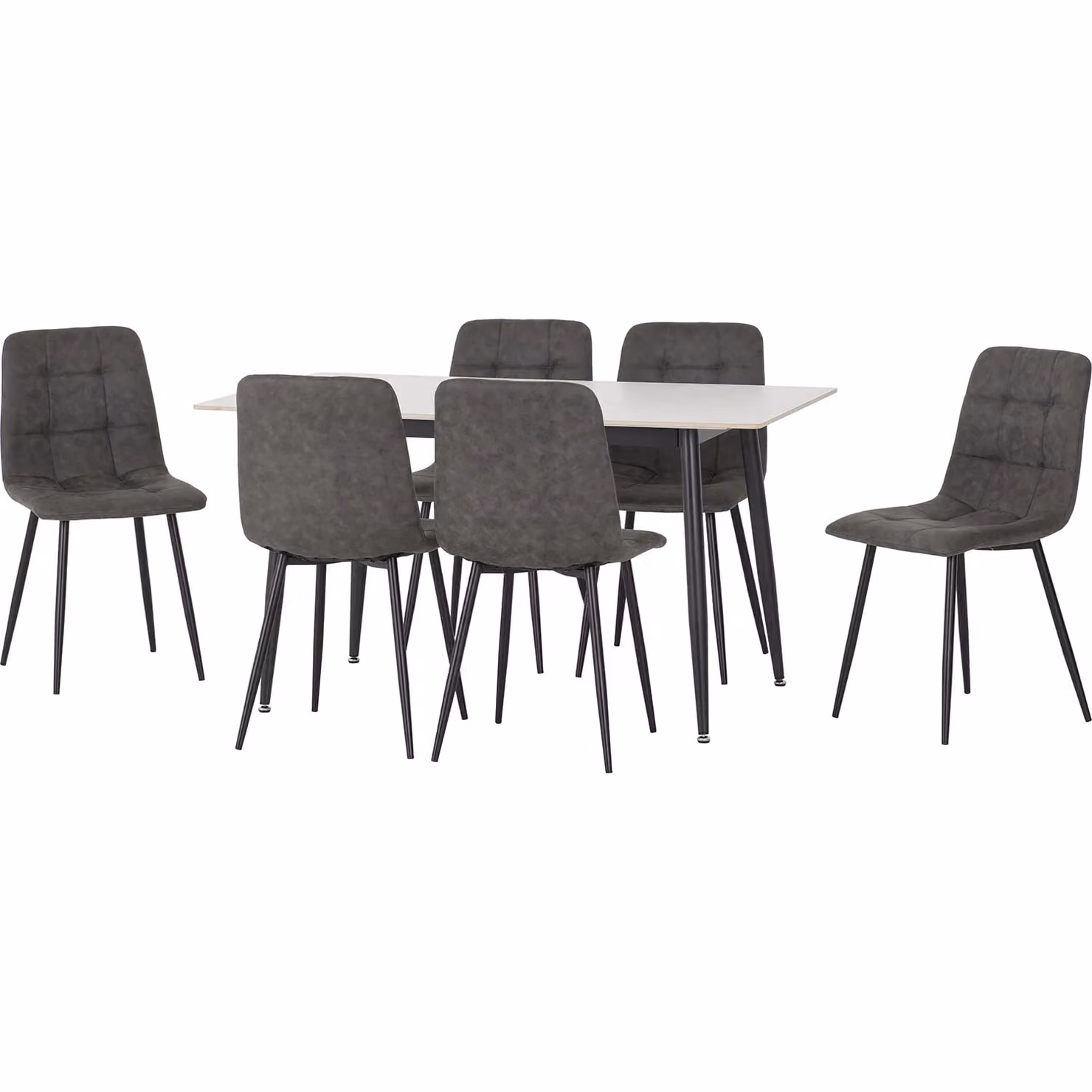 Seconique Fenton Modern Rectangular Marble Effect Dining Set with 6 Chairs in Dark Grey – 2