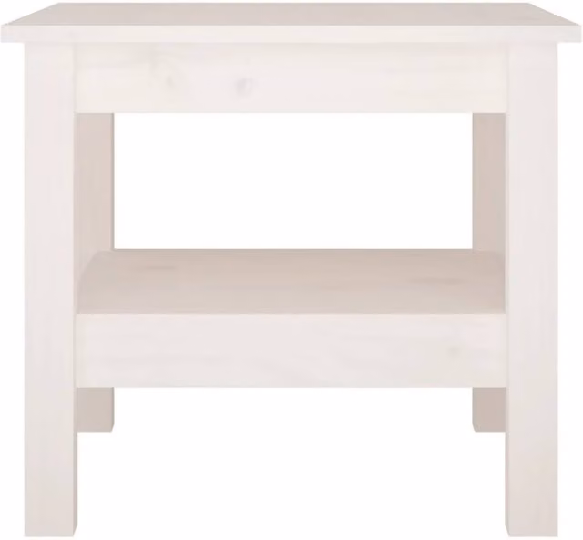 Berkfield Home Beautiful White Solid Wood Pine Coffee Table W/D/H: 45 x 45 x 40 cm