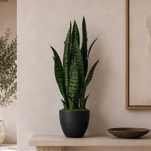 Leaf Premium Dark Green Artificial Sansevieria Succulent Potted Plant, Height: 70 cm