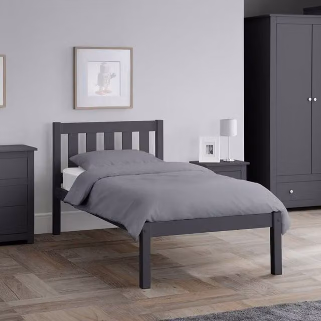Ashfield Solid Pine Low Foot End Single Bed in Anthracite