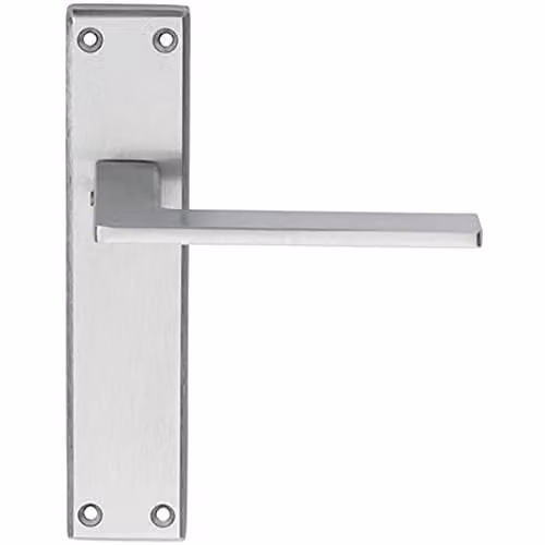 Loops Flat Straight Lever on Latch Backplate Door Handle in Satin Chrome, W: 180 mm, H: 40 mm