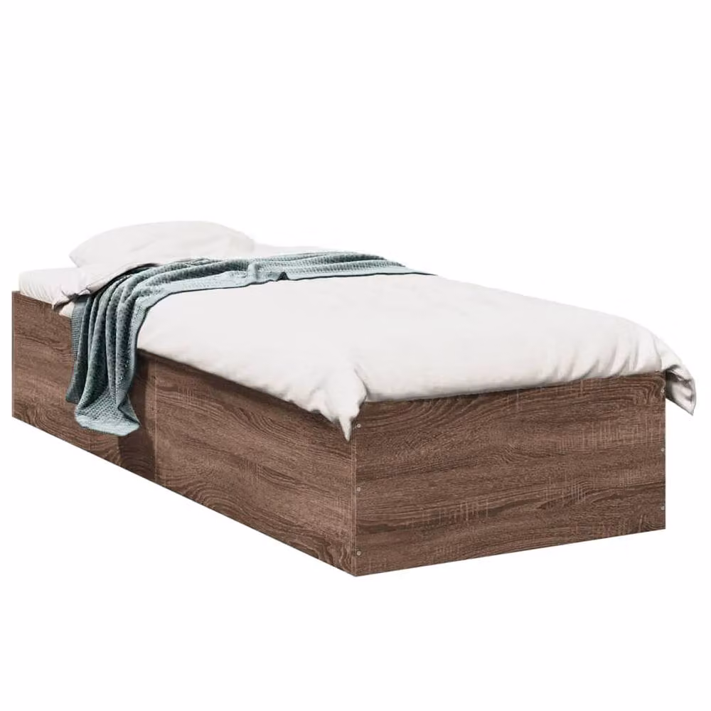 Berkfield Home Modern Bed Frame in Brown Oak, W/D/H: 100 x 203 x 35 cm – 3