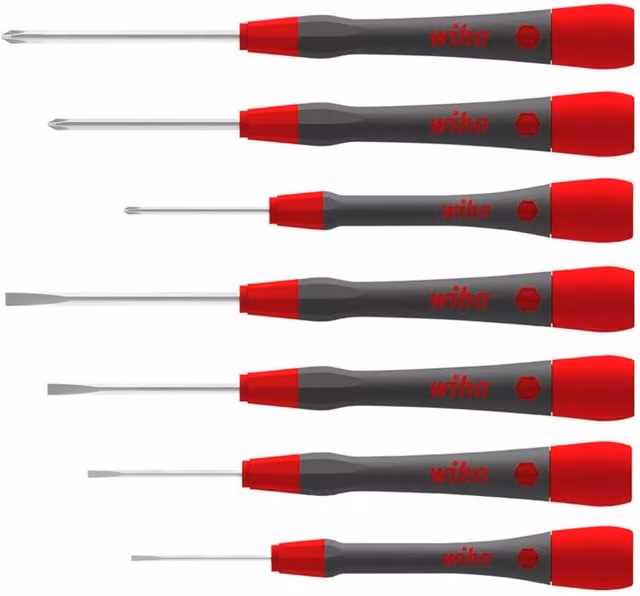 Wiha Picofinish Sl ph Fine Screwdriver Set, 7 Piece, Red and Multicolour