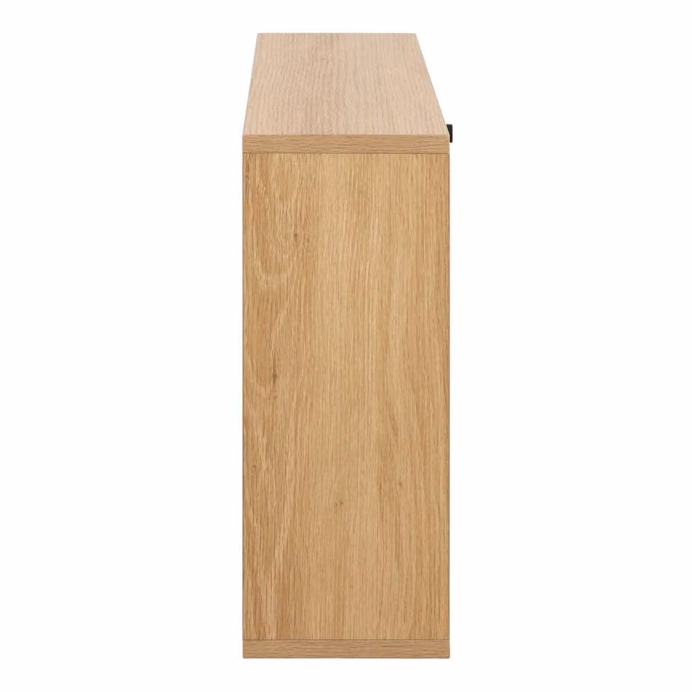 Wyld Haus Bjork Natural Oak Shoe Cabinet with 1 Black Panel Door and Tilting Compartments – 3