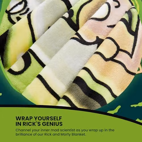 Rick & Morty Fleece Blanket, Multicolour Black and Green, W/D: 150 x 130 cm – 2