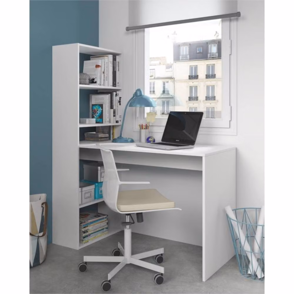 CALICOSY Reversible Writing Desk with Storage Shelf in White, W: 120 cm – 3