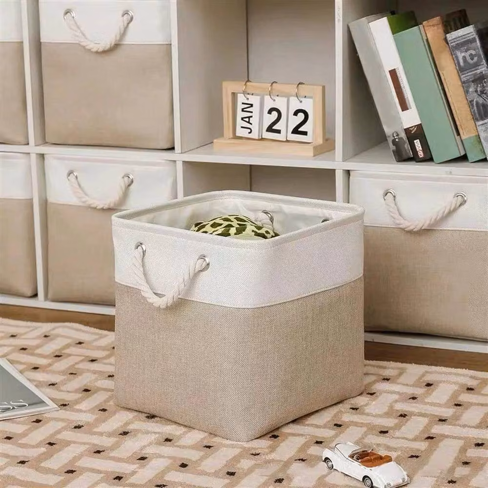 SPETLEK Set of 4 Foldable Fabric Storage Boxes in Beige, Large – 2