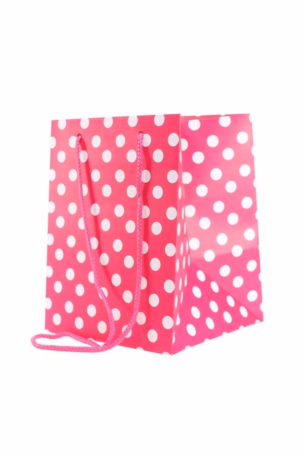 KDMD Bright Pink Polka Dot Paper Hand Tie Bags, 10 Pack – 2