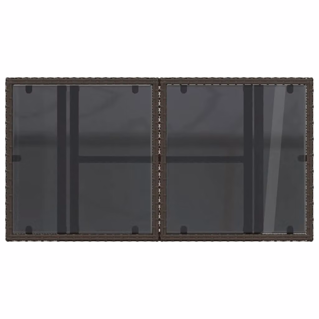 Berkfield Home Brown Poly Rattan Garden Table with Glass Top, W/D/H: 100 x 55 x 73 cm – 5