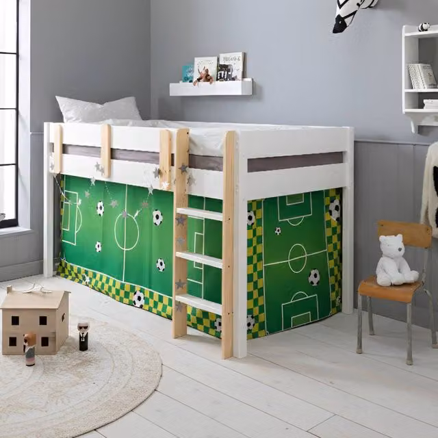 Nöa and Nani Una Cabin Bed Midsleeper for Children in White, Solid Pine Wood, W/D/H: 90 x 190 cm