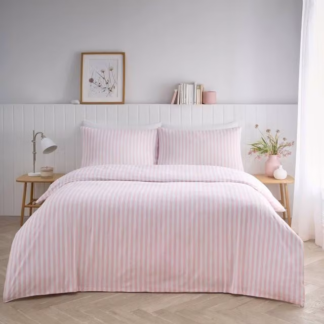 Portfolio Home Pink Striped Duvet Cover Set, W: 200 cm x H: 200 cm
