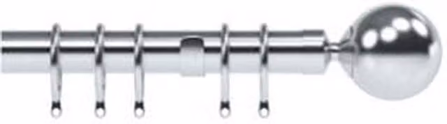 NewEdgeBlinds Nikola Satin Silver Ball End Metal Curtain Pole Set, Silver, 400cm