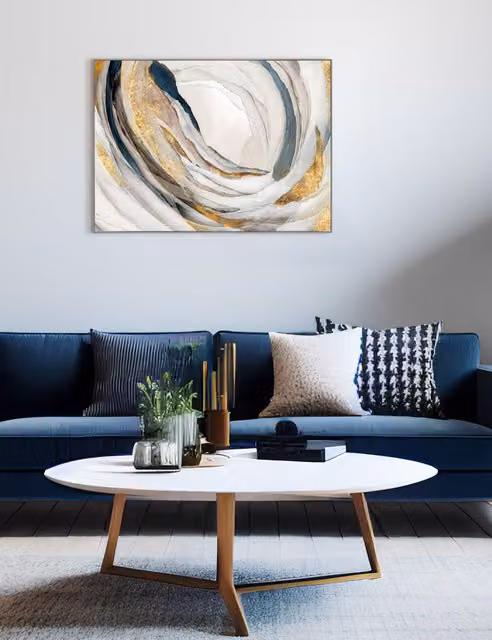 Gallery Direct Whirl Abstract Multicolour Framed Wall Art in Grey Rectangular Design