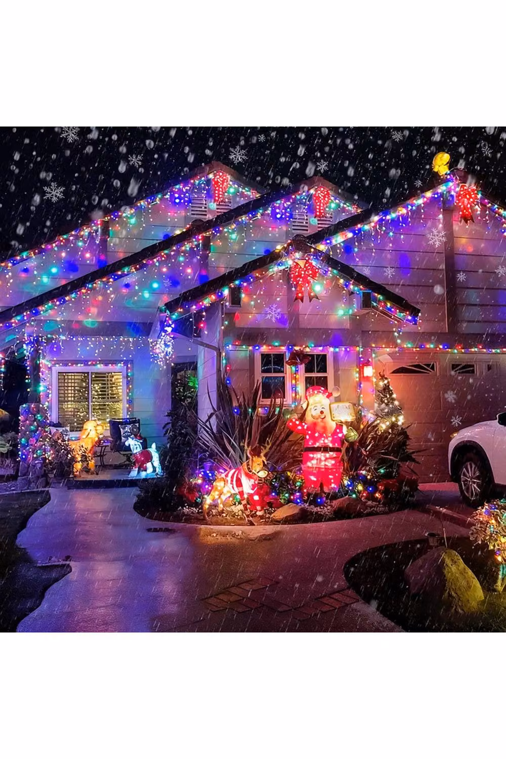 Living and Home Solar-Powered White LED Icicle String Lights with Remote Control and Dusk Sensor, 20m – 2