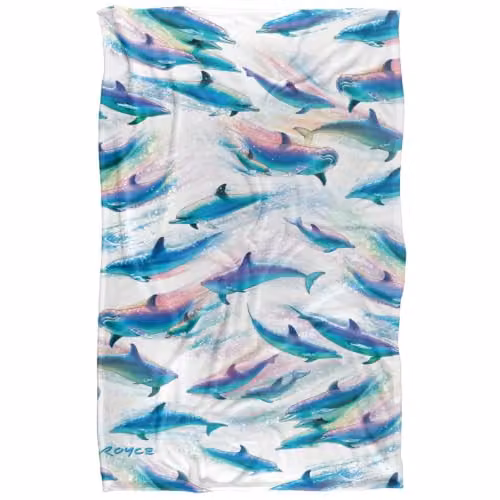 JQ Licensing Dolphin Flow Repeat Pattern Super Soft Fleece Throw Blanket, Multicolour, W: 91 cm, D: 147 cm