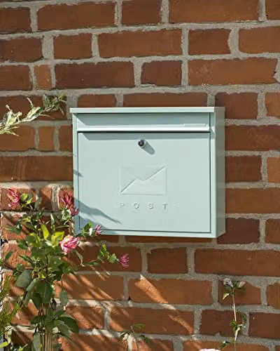 Burg-Wächter MB02CG Elegance Wall Mounted Lockable Weatherproof Post Box, Galvanised Steel, Green, W: 36 cm, H: 31 cm, D: 10 cm – 5