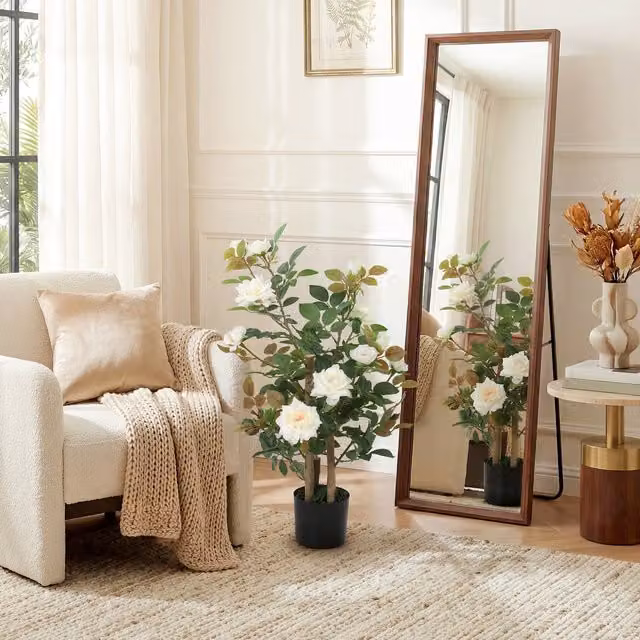 HOMCOM White Artificial Rose Tree with 344 Silk Leaves and 17 Flowers, Height: 90 cm