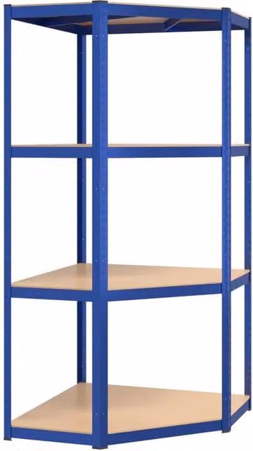 Berkfield Home 4-Layer Corner Shelf in Blue Metal and Engineered Wood – 1