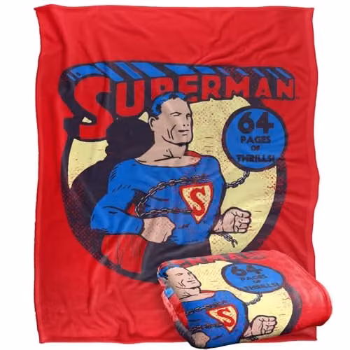 Logovision DC Originals Superman Silky Touch Super Soft Fleece Throw Blanket, Multicolour, W: 127 cm x D: 152.4 cm – 1