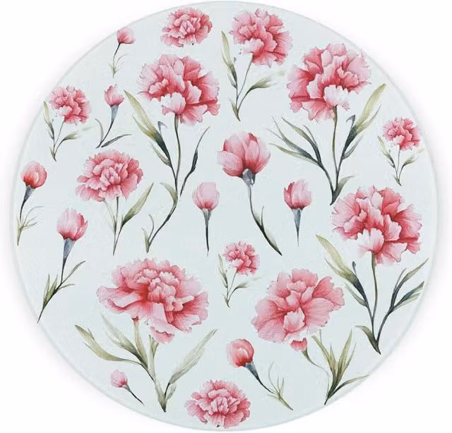 Purely Home Pink Carnations Textured Glass Round Trivet