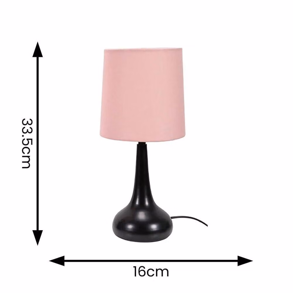 FORGEVIO Modern Pink Table Lamp with Fabric Shade and Metal Base – 2