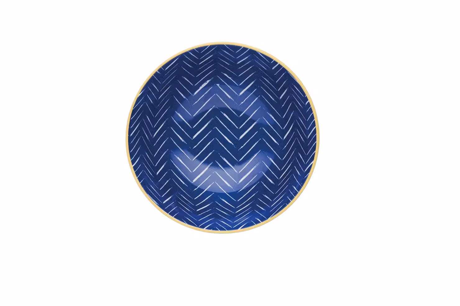 KitchenCraft Set of 4 Mid Blue Geometric Ceramic Bowls with Chevron and Spotty Patterns – 1