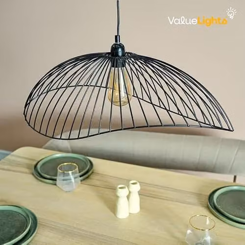 MiniSun Wavy Wire Design Dome Ceiling Light Shade in Black Metal, Width: 31 cm – 2