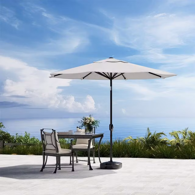 Komore 3m Rotating Patio Parasol with Plastic Fillable Base in Grey