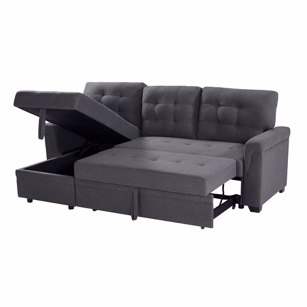 FURNITURE ONE L-shaped Reversible Corner Sofa Bed with Storage in Light Grey – 2
