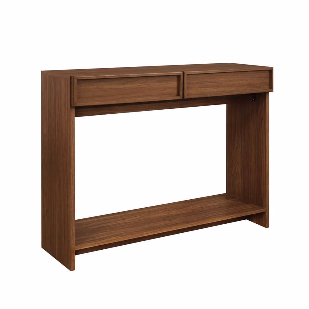 sweeek Modern Wood Effect Console Table with 2 Drawers and Shelf in Dark Brown Walnut, W/D/H: 80 x 33 x 78 cm – 2