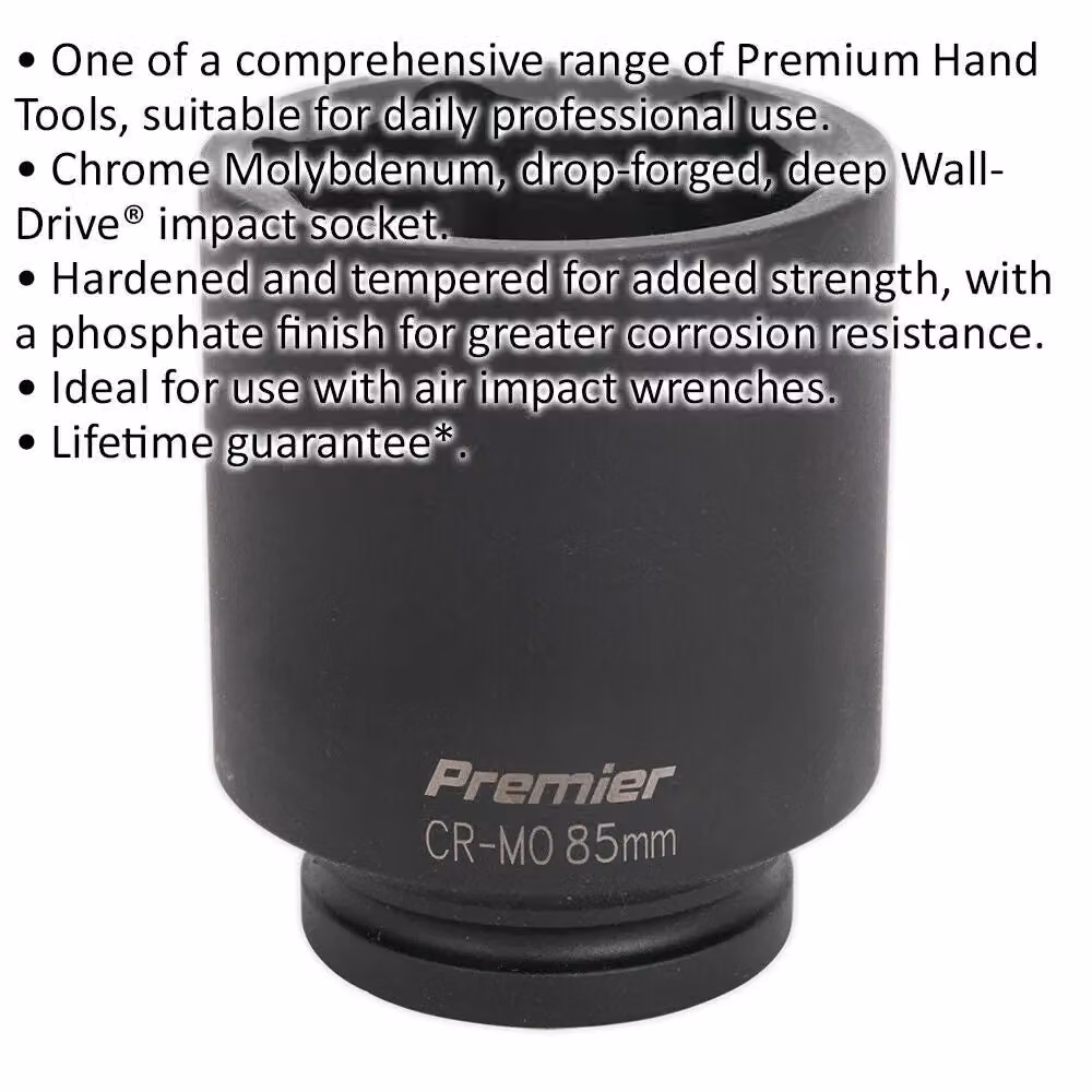 Loops 85mm Forged Deep Impact Socket, 1 Inch Sq Drive, Black Chromoly Wrench Socket – 2
