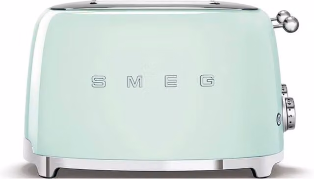 Smeg 4 Slice Retro Wide Slot Toaster in Pastel Green and Blue Stainless Steel TSF03PGUK