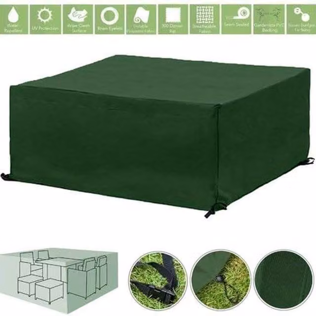 Gardenista Water Repellent Heavy Duty Garden Furniture Cover, Green, W/D/H: 110 x 110 x 74 cm
