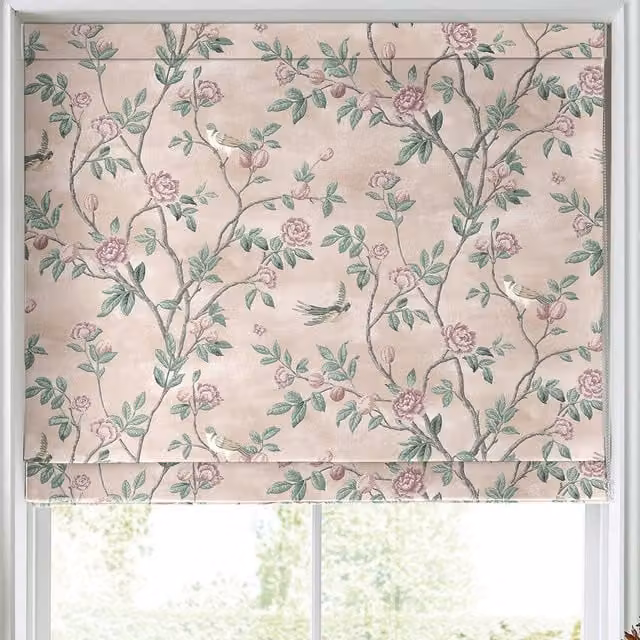 Laura Ashley Eglantine Made to Measure Blackout Roman Blind in Pink Floral Design