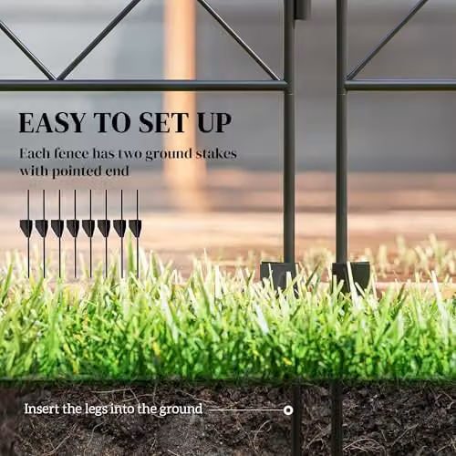 Outsunny 4-Piece Decorative Metal Garden Fencing in Black – 2