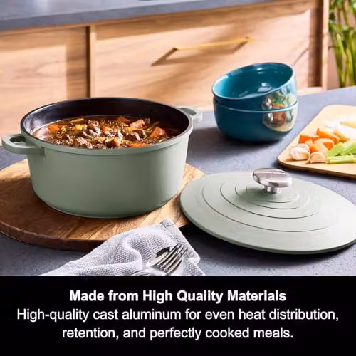 Morphy Richards Green Cast Aluminium Casserole Dish with Ceramic Coating, 24cm, 4.1 l – 2