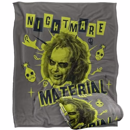 LOGOVISION Beetlejuice Throw Blanket, Multicolour and White, W: 152 cm, D: 127 cm – 1