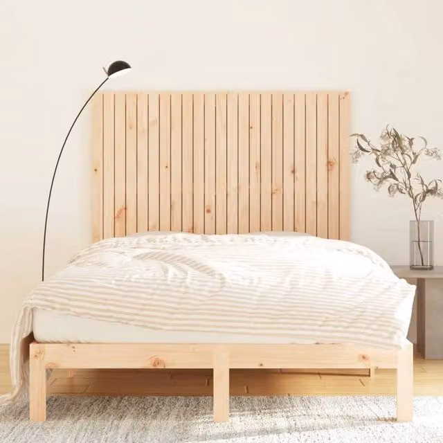 Berkfield Home Solid Wood Pine Wall Headboard in Natural, W: 146.5 cm, D: 3 cm, H: 110 cm