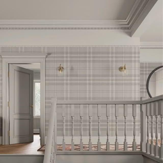 Superfresco Easy Checked Abstract Wallpaper in Beige and Grey