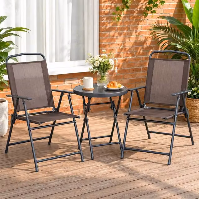 STILVORA Modern Coffee Table Set with Brown Steel and Glass Frame – 1