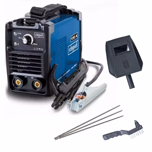 Scheppach WSE1000 Inverter MMA Welding Machine, 230V, 10-130A, Blue with Starter Kit